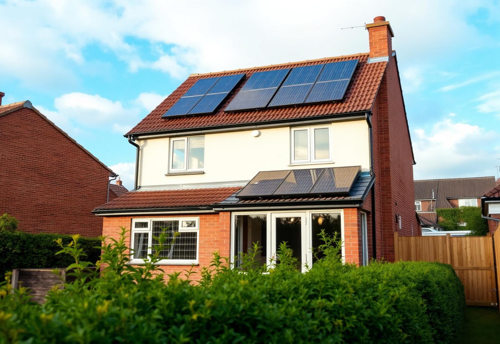 UK home with rooftop solar panels